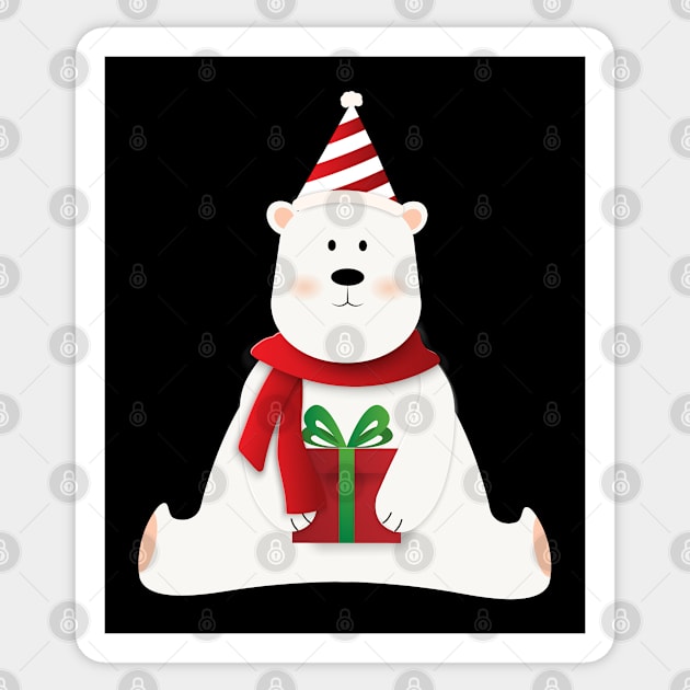 Cute White Bear-Xmas Gifts Sticker by MaryMas